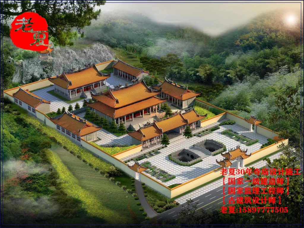 广东广州深圳寺庙设计规划图，韶关清远寺庙设计鸟瞰图施工图